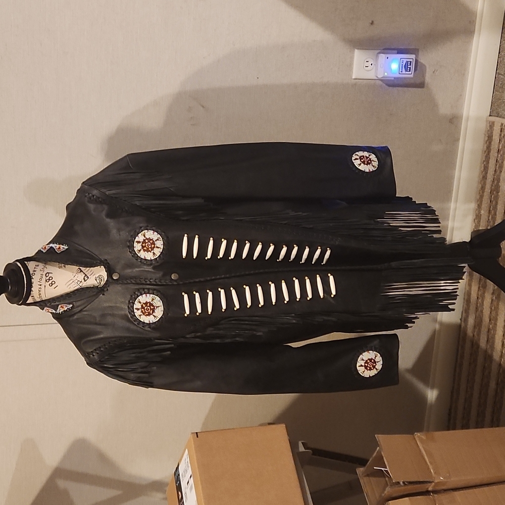 American Indian inspired leather jacket